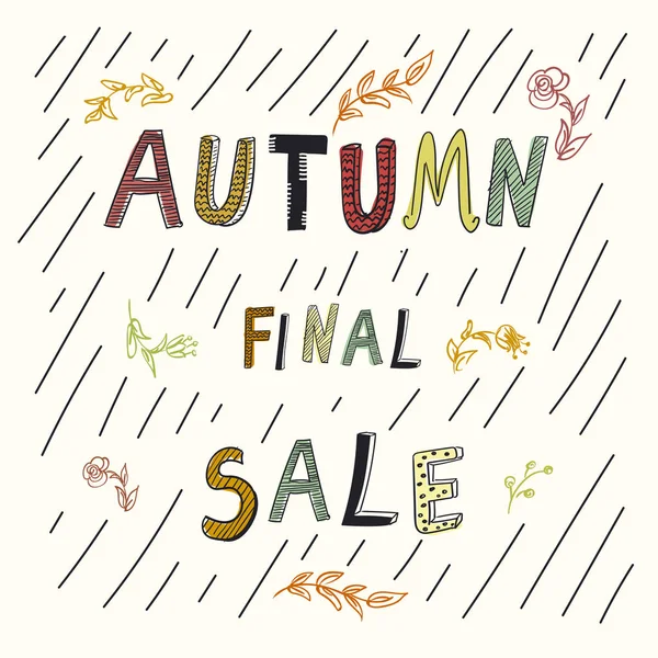 Autumn Final Sale Hand Drawn Doodle Vector Poster — Stock Vector