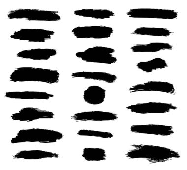 Kuru Fırça, kalem ve marker soyut leke vuruş kümesi, elle çizilmiş vektör