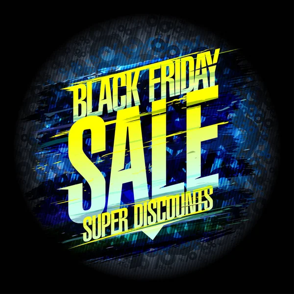 Black Friday Sale Poster Design Concept Super Discounts — Stock Vector