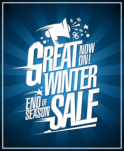 Great Winter Sale Now End Season Discounts Vector Poster — Stock Vector