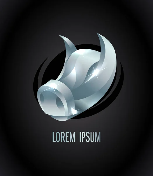 Gümüş Domuz Logo Tasarım Konsepti Vektör — Stok Vektör
