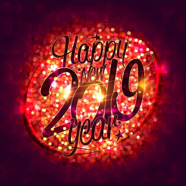 Mutlu yıllar 2019 kart kırmızı sparkles arka plan ile