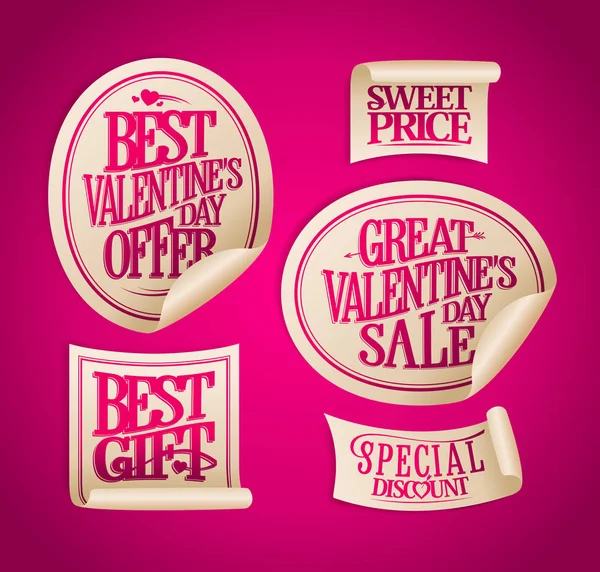 Legjobb Valentine Day Sale Matrica Készlet Üdülési Ajánlatok Kedvezmények — Stock Vector