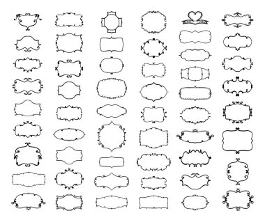 Basit doodle kare kümesi, elle çizilmiş çizgi grafik illüstrasyon, vektör