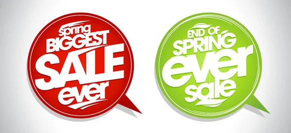 Spring Biggest Sale Ever End Spring Ever Sale Speech Bubbles — Stock Vector