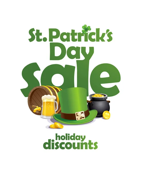 Patrick Day Verkoop Banner Holiday Kortingen Vector Poster — Stockvector