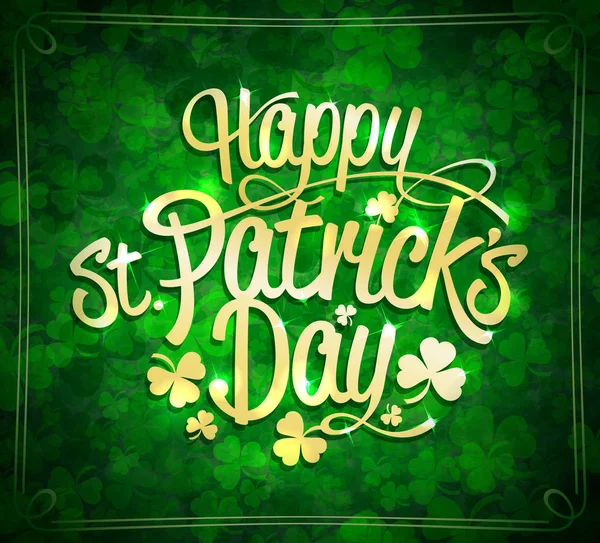 Happy Patrick Day Vector Postcard Green Clover Backdrop — стоковый вектор