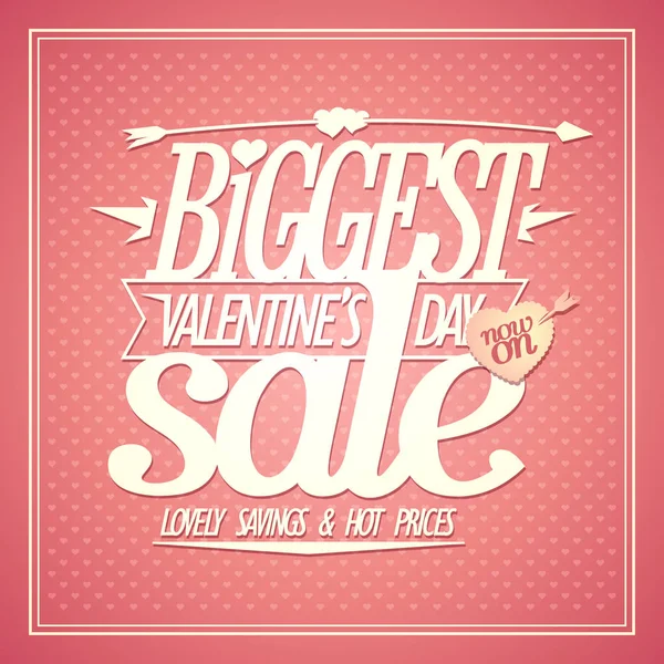 Grootste Valentijnsdag Verkoop Banner Mooie Besparingen Hete Prijzen Vector Poster — Stockvector