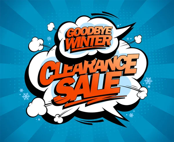 Goodbye winter, clearance sale, pop-art style poster — Stock Vector