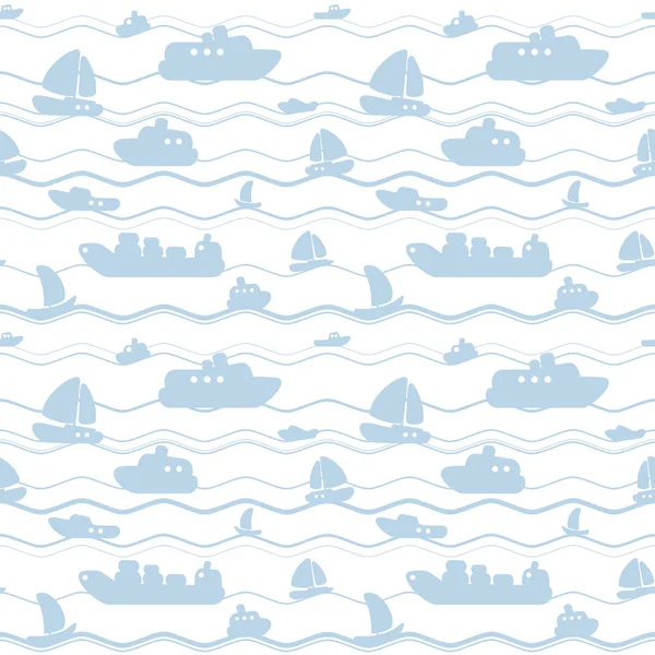Seamless pattern with boats — Stock Vector