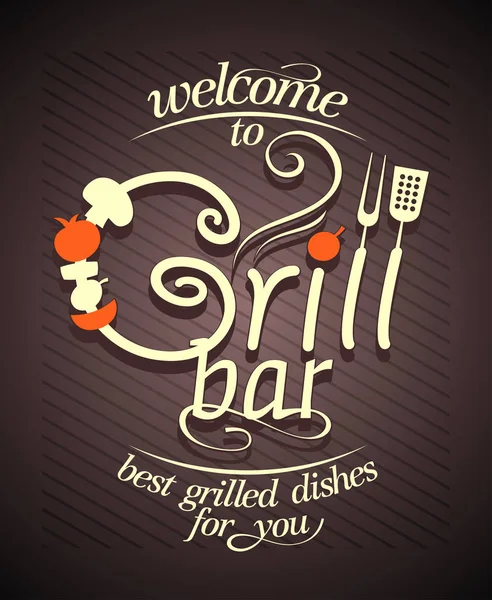 Grill bar design della scheda . — Vettoriale Stock