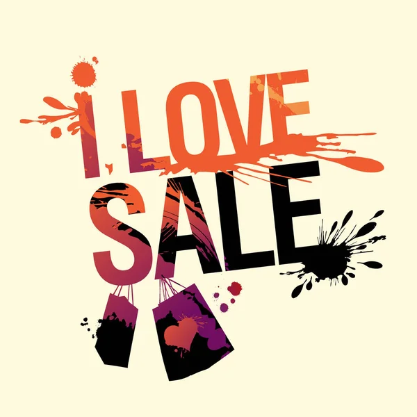 I love sale, vector discount banner with splashes — Stock Vector