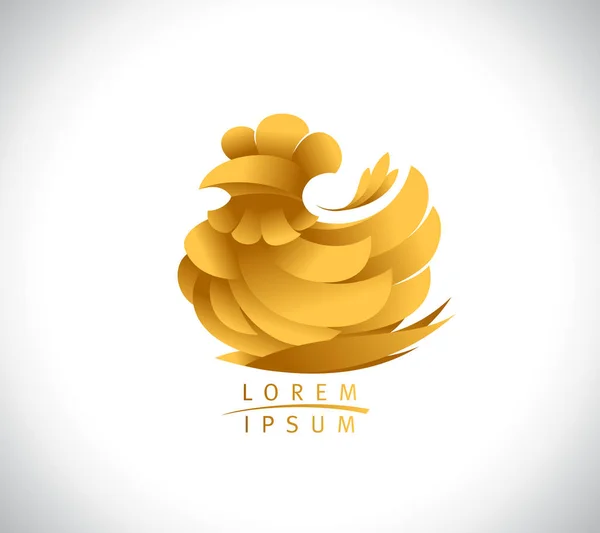 Concepto de logotipo de gallina, símbolo de pollo dorado — Vector de stock