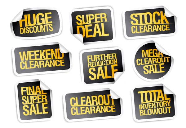 Πώληση συλλογής αυτοκόλλητα - τεράστιες εκπτώσεις, super deal, εκκαθάριση στοκ — Διανυσματικό Αρχείο
