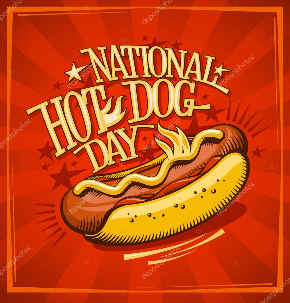 National hot dog day, vector banner design concept