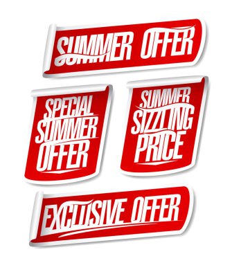 Best summer offers sale stickers set clipart