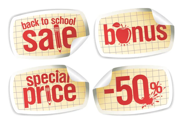 Back to school sale stickers set — Stock Vector