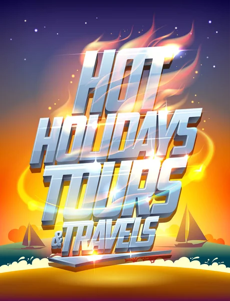 Hot tours de vacances et voyage affiche vectorielle — Image vectorielle