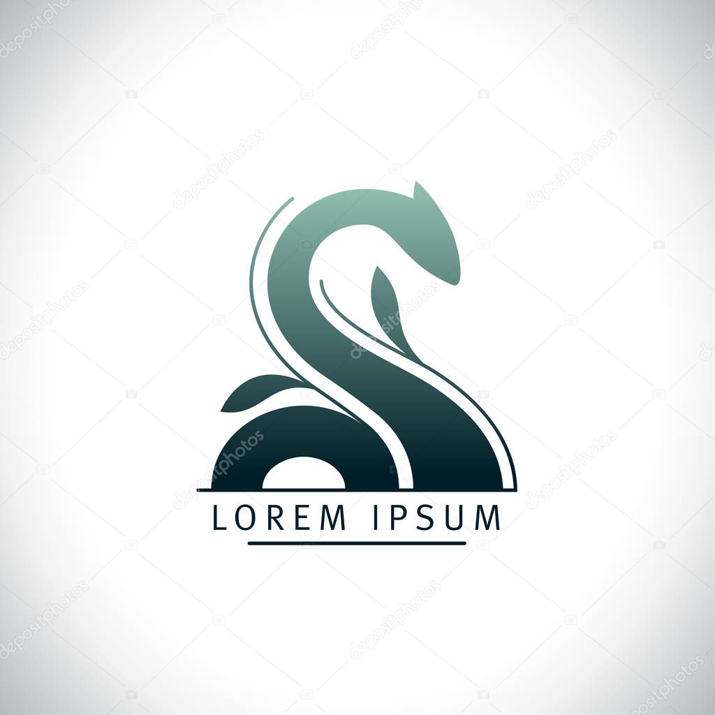 Loch ness, snake or dragon vector logo design
