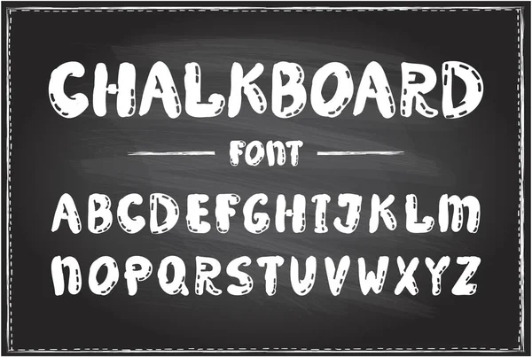 黒板ベクトルフォント、黒板上の漫画のタイポグラフィデザイン、手描きのアルファベット — ストックベクタ