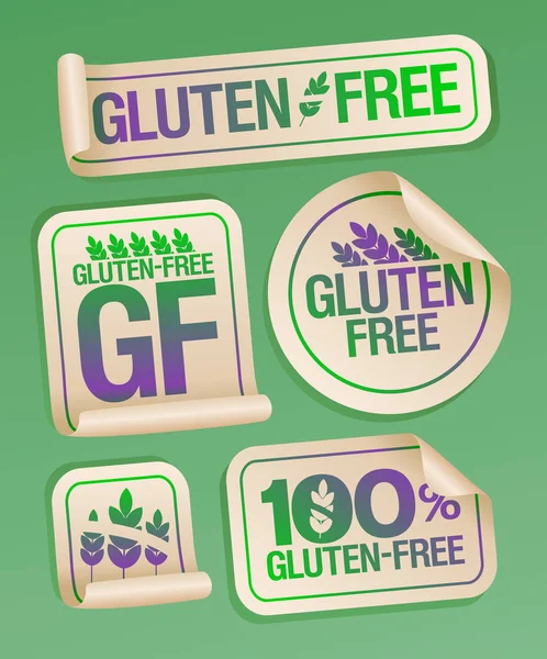 Gluten free food stickers set — Stock Vector