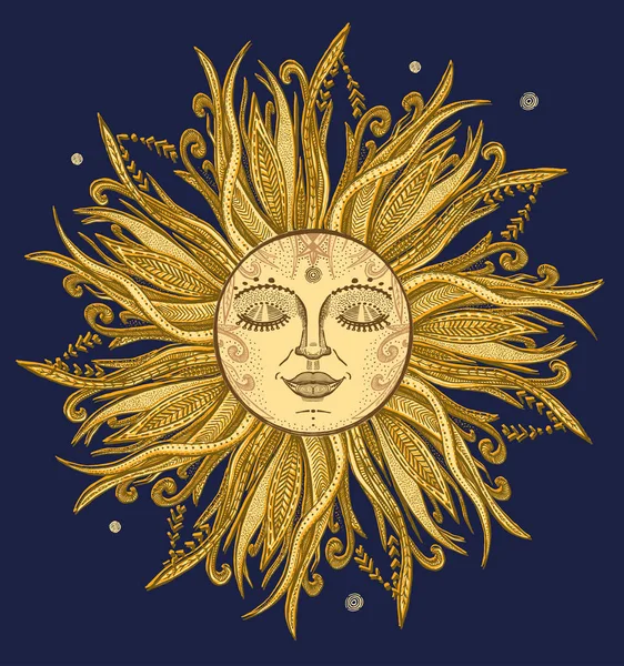 Dibujo dibujado a mano gráfico Sun — Archivo Imágenes Vectoriales