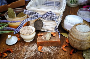 Meyve ve lavanta el yapımı esnaf sabun bal ve tuz ile