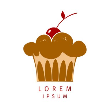 Kiraz vektör logolu muffin