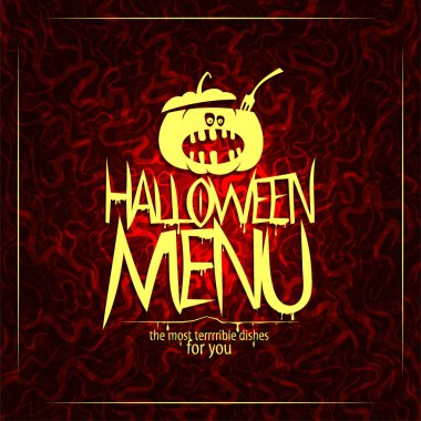 Kabak kazanı ile Halloween menü kartı kapağı