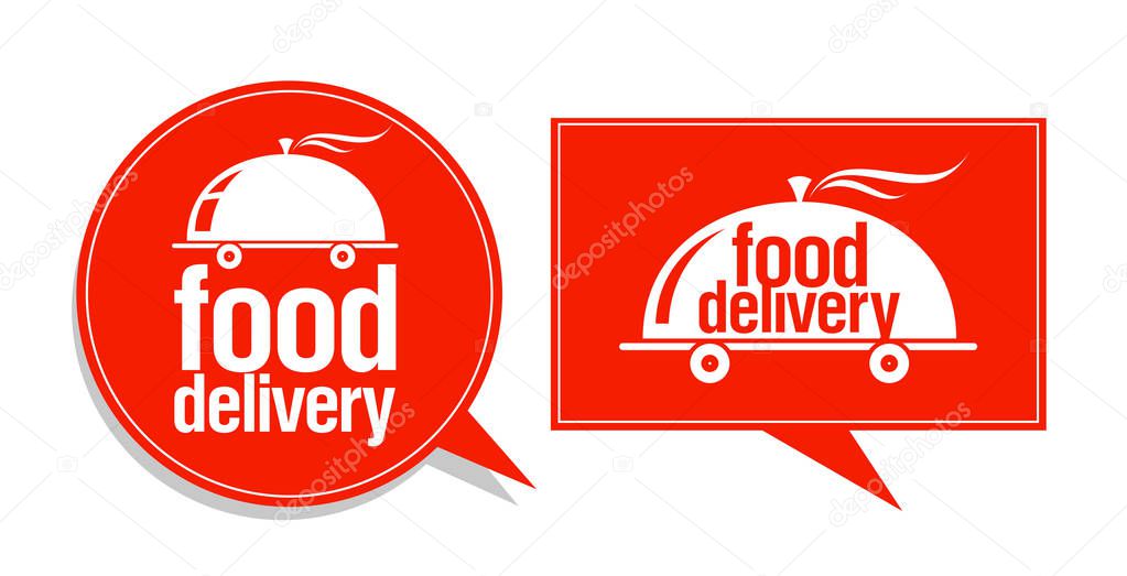 Food delivery symbols, signs or logos set