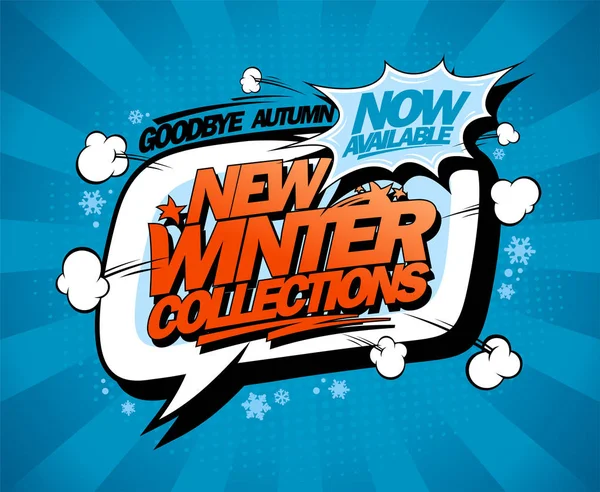 New winter collections now on, vector fashion banner design — Stock Vector