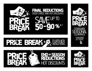 Price break banners set - storewide seasonal clearance clipart