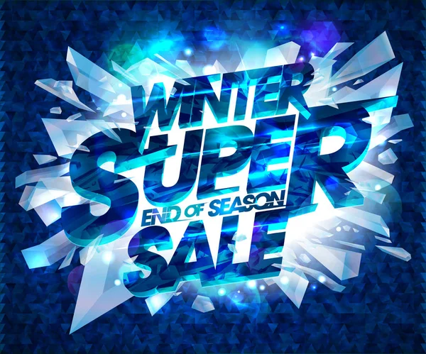 Winter Super Sale Plakatentwurf mit Eisbrocken — Stockvektor