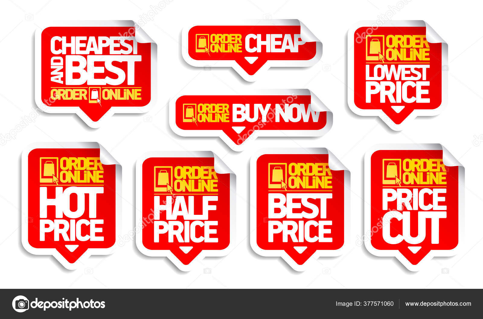 Order Online Price Tags Stickers Set Cheapest Best Buy Now Stock Vector by  ©slena 377571060