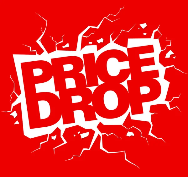 Preço Drop Vector Banner Venda Lettering Design Com Rachaduras — Vetor de Stock