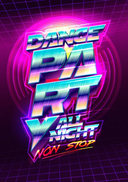 Dance Party Poster Design Concept Anni Stile Retrò Illustrazione Vettoriale — Vettoriale Stock