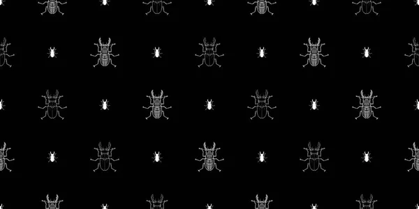 Stag Beetle Bug Linea Grafica Modello Senza Soluzione Continuità — Vettoriale Stock