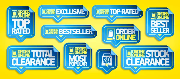 Conjunto Pegatinas Línea Orden Top Rated Exclusive Best Seller Stock — Vector de stock