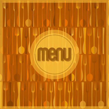 Modern restoran veya kafe menüsü çatal bıçaklı siluetler, ılık sonbahar renkleri