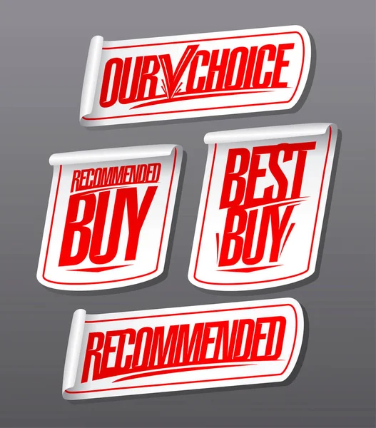 Recommended Our Choice Best Buy Recommended Buy Sale Stickers Collection — Stock Vector