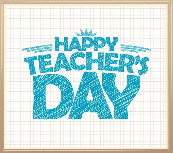 Happy Teacher Day Banner Vector Template Checkered Paper Backdrop — Stock Vector