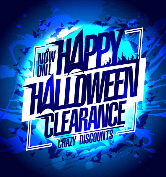 Bonne Clairance Halloween Maintenant Sur Réductions Folles Bannière Vectorielle Maquette — Image vectorielle