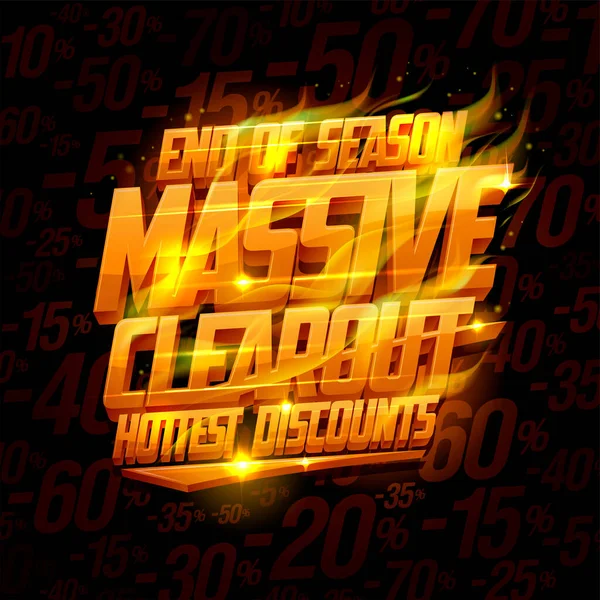 Final Temporada Clearout Maciço Mais Quentes Descontos Vector Banner Mockup — Vetor de Stock