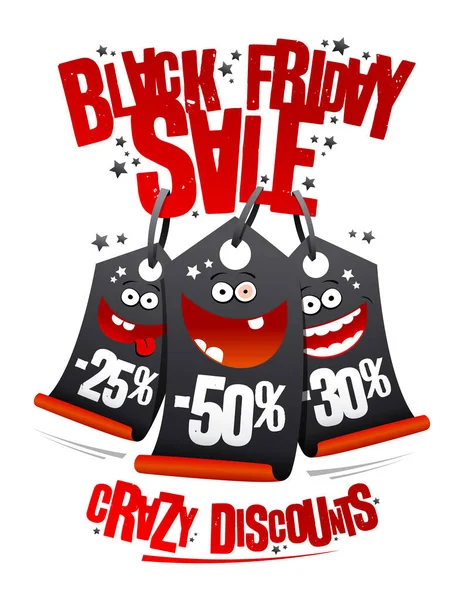 Black Friday Sale Crazy Discounts Vector Banner Funny Crazy Price — Stock Vector