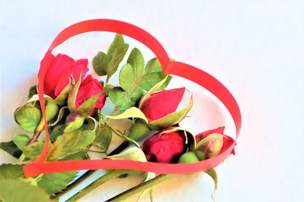Білий Фон Червоними Сердечками Подарунками Свічками Концепція День Святого Валентина — стокове фото