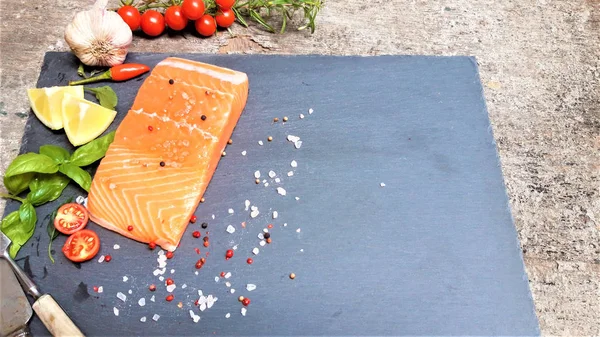 Salted salmon fillet with spices