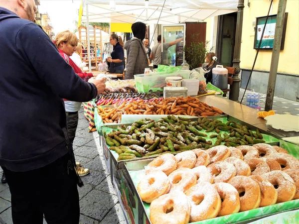 Zafferana Sicília Itália Outubro 2018 Festival Outono Venda Legumes Frutas — Fotografia de Stock