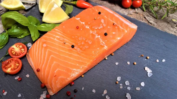 Salted salmon fillet with spices