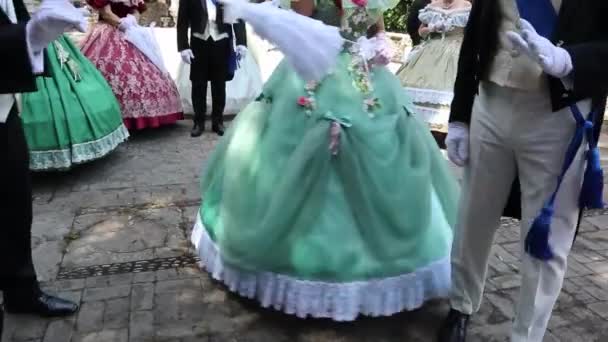 Катания Сицилия Италия Июня 2019 Года Танцы Костюме Xviii Века — стоковое видео