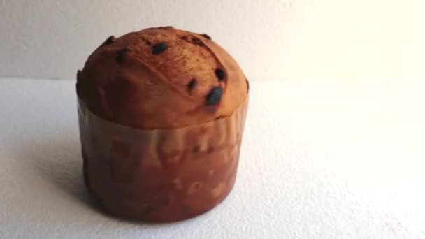 Läckra Italienska Semester Kaka Närbild Traditionella Italienska Milanese Jul Panettone — Stockvideo